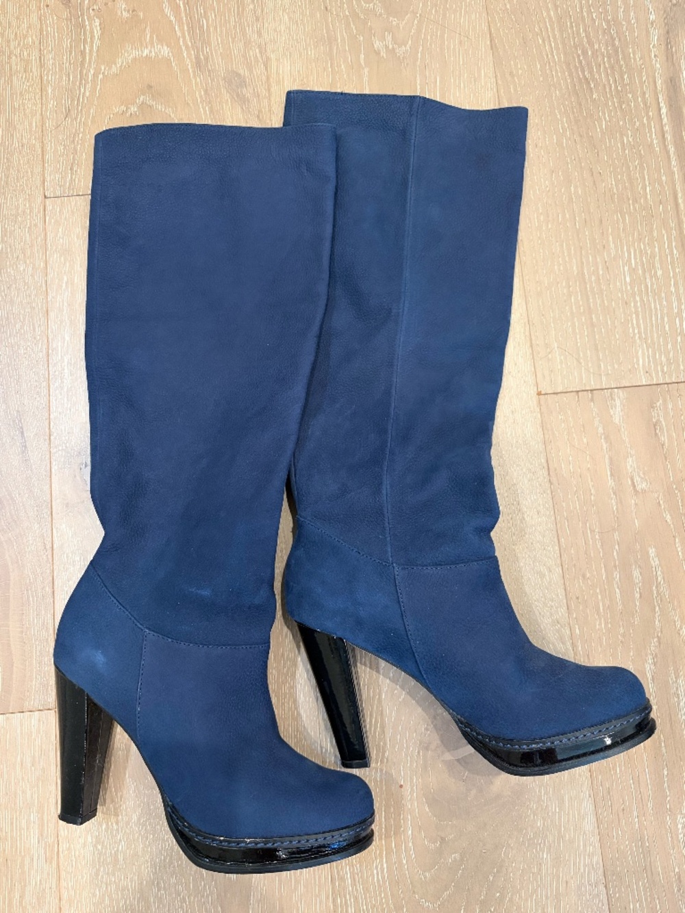 cobalt blue over the knee platform boots